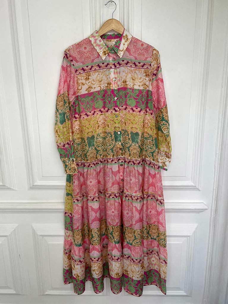 Malissa J Patchwork Tiered Dress - Pink