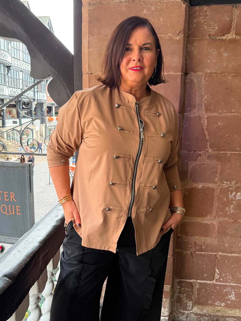 Military Cotton Blend Jacket - Caramel