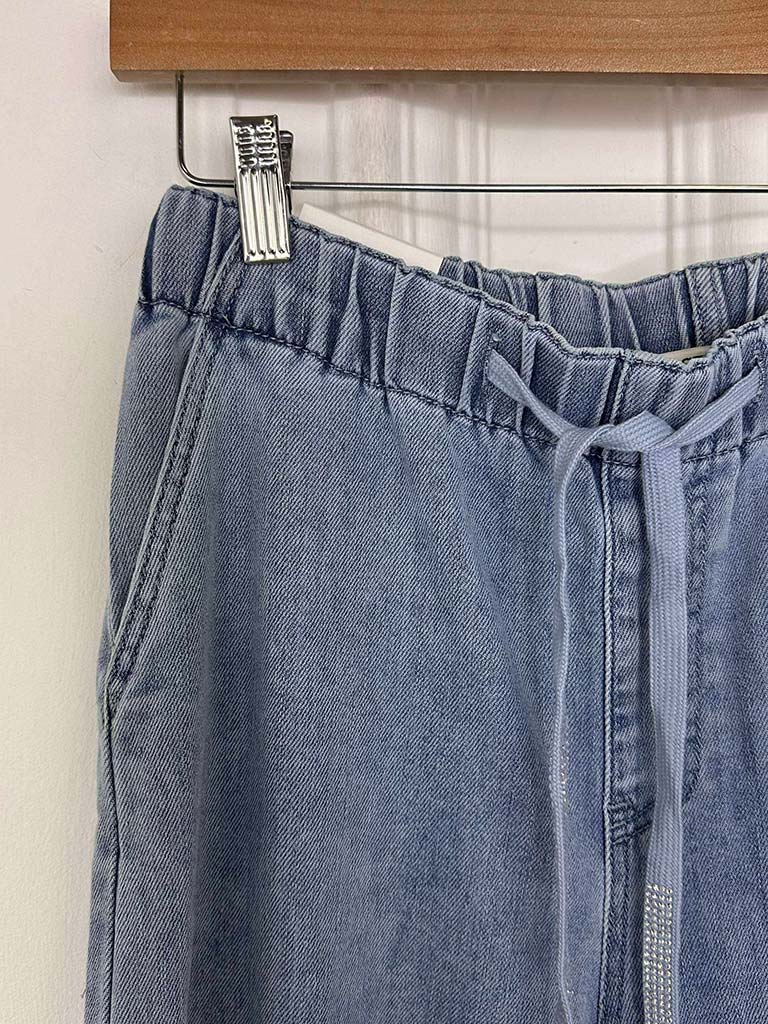 Wide Leg Jogger Jeans - Pale Blue