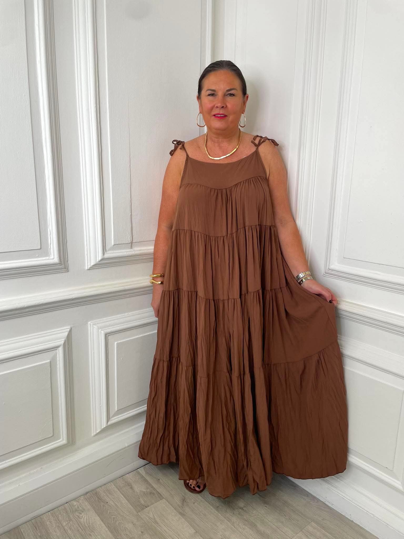 Boho Tie Maxi Dress - Toffee