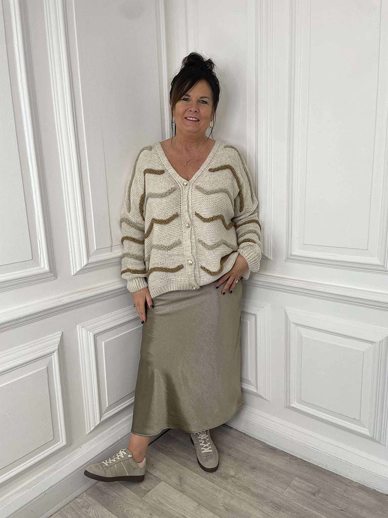 Wave Knit Cardigan - Stone