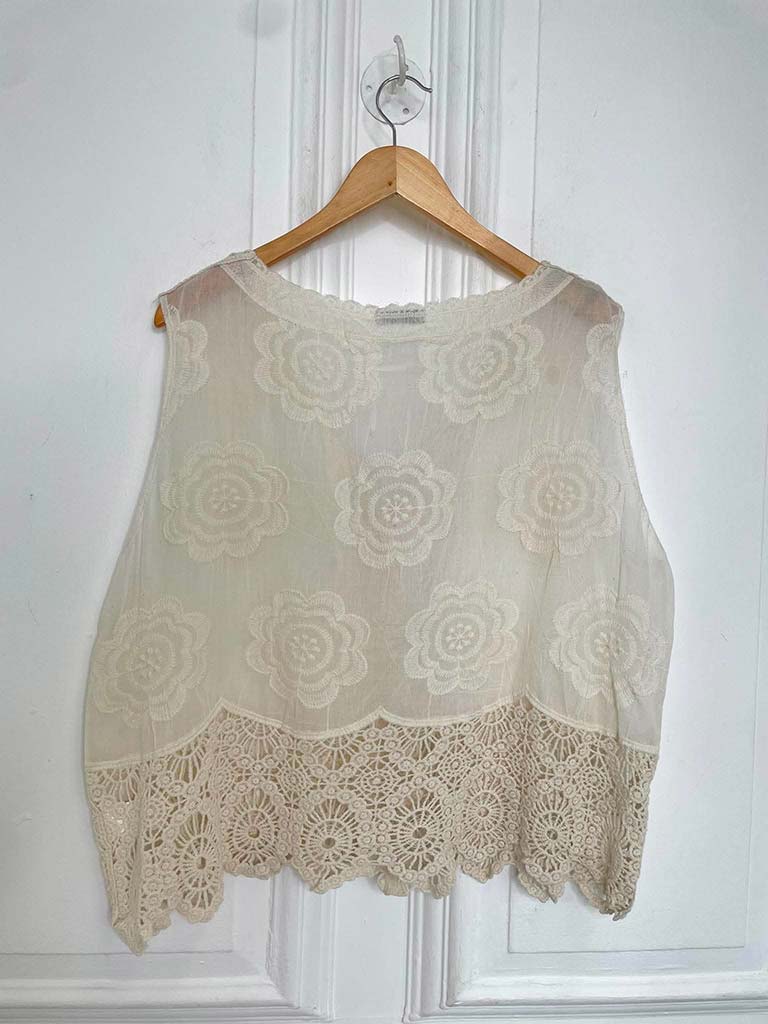 Vintage Crochet Waistcoat - Parchment