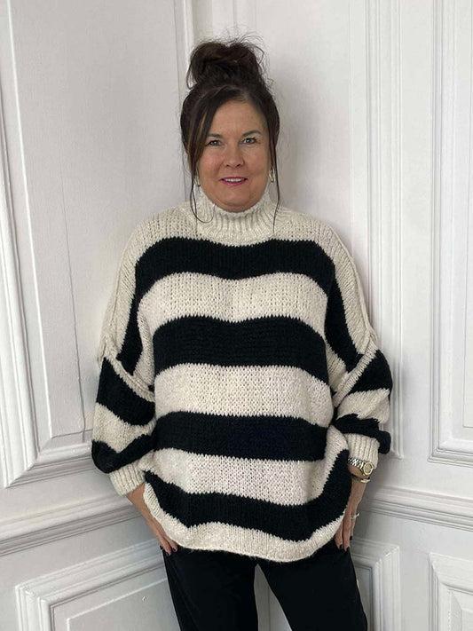 Chunky Exposed Seam Stripe Knit - Mono