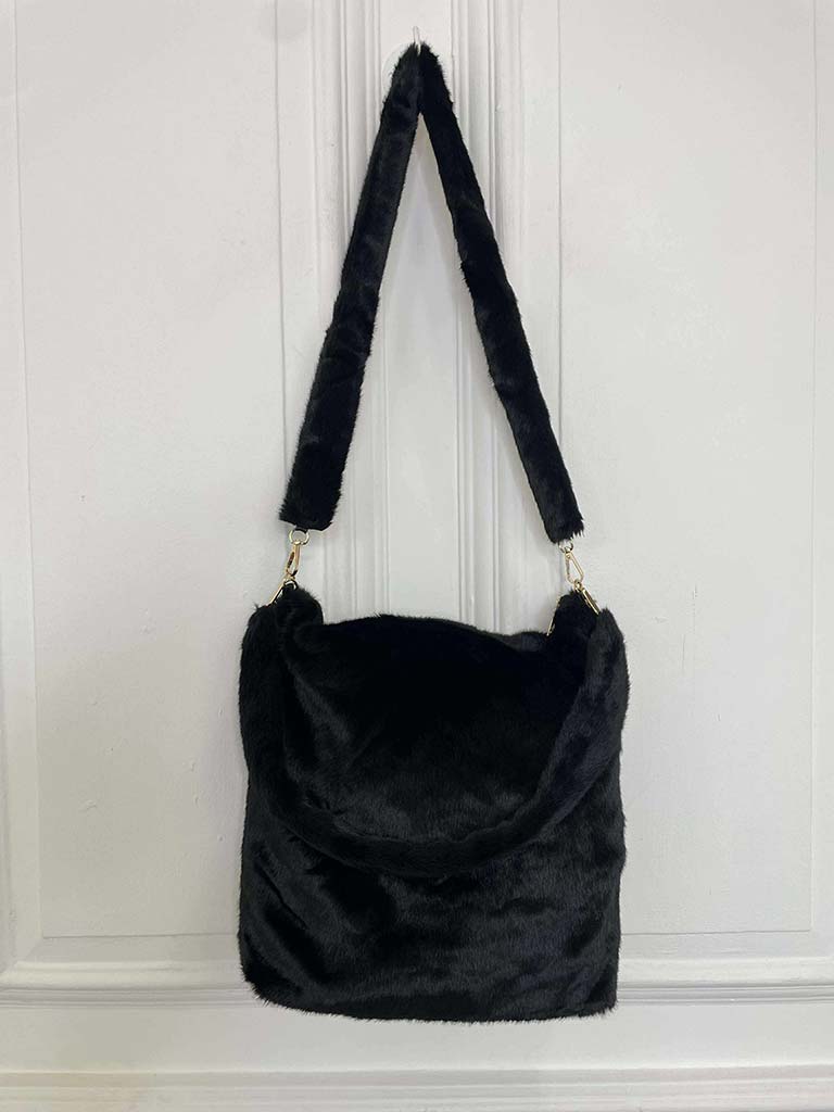 Malissa J Faux Fur Shopper Bag - Black