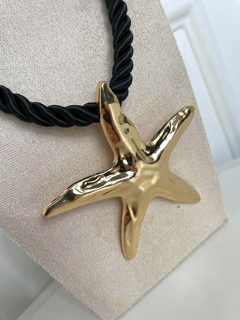 Starfish Rope Necklace - Black