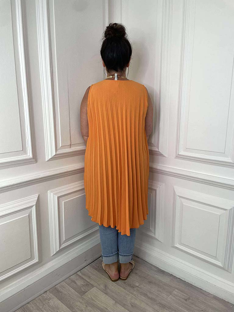 Pleat Dip Back Top - Tangerine