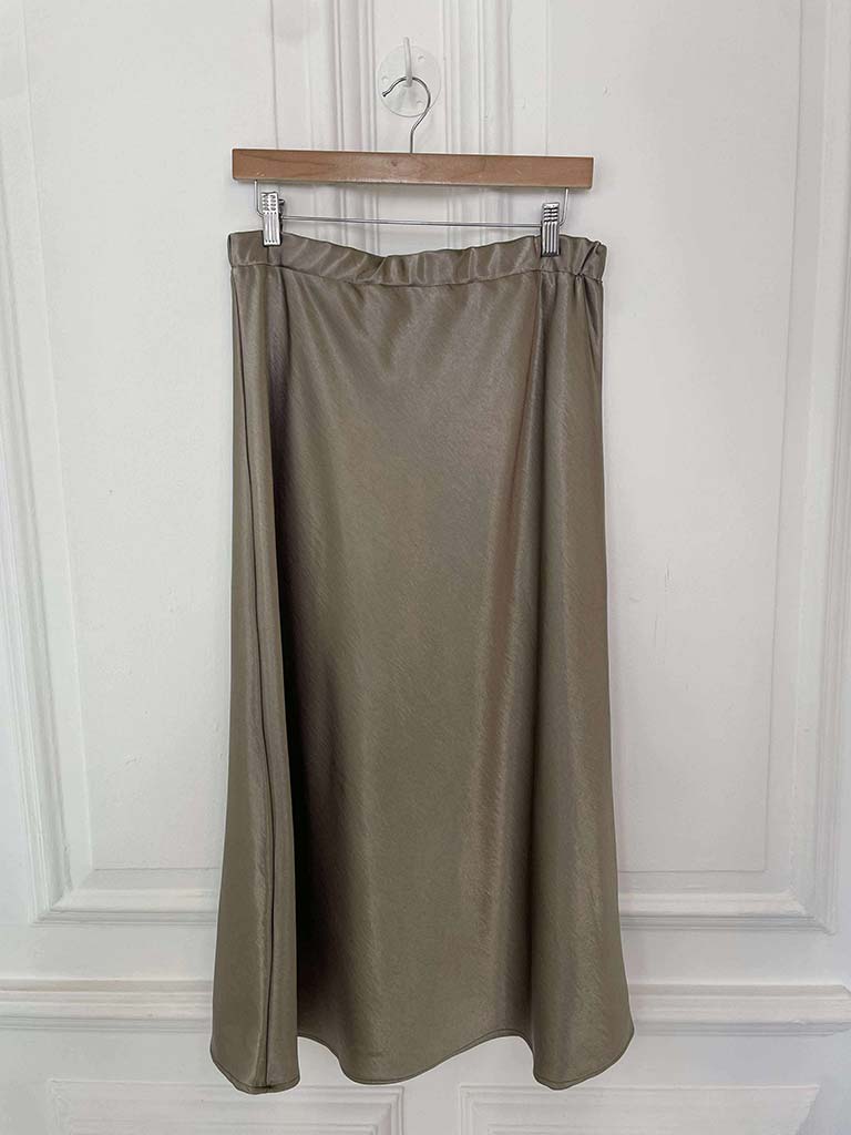 A-Line Bias Satin Skirt - Mink