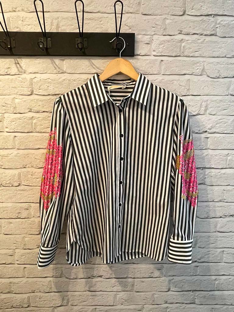 Malissa J Stripe Beaded Shirt