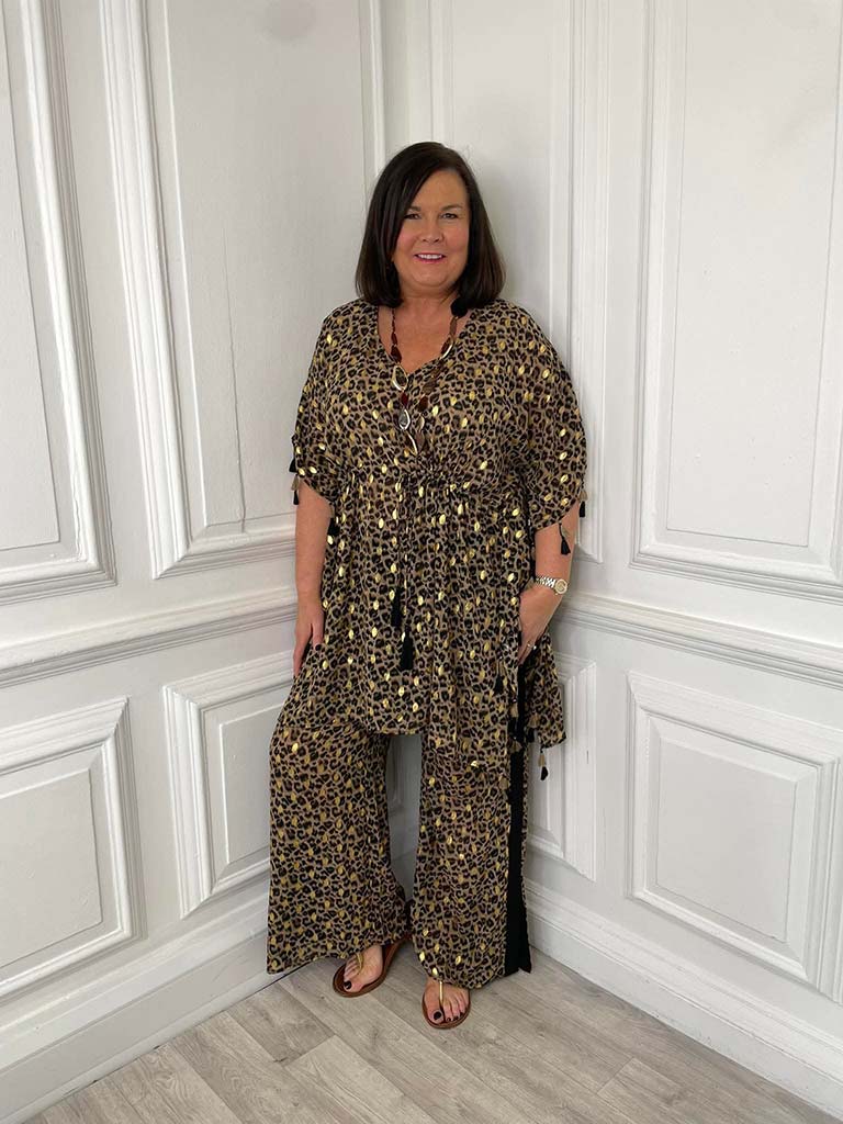 Malissa J Leopard Tassel Kaftan