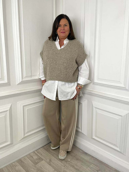 Side Stripe Jersey Joggers - Mocha