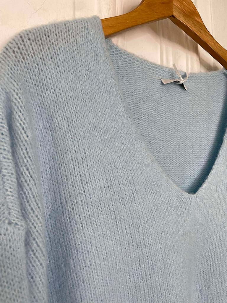 Scooped Hem Chunky Knit - Sky