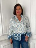 Tile Print Classic Shirt - Denim