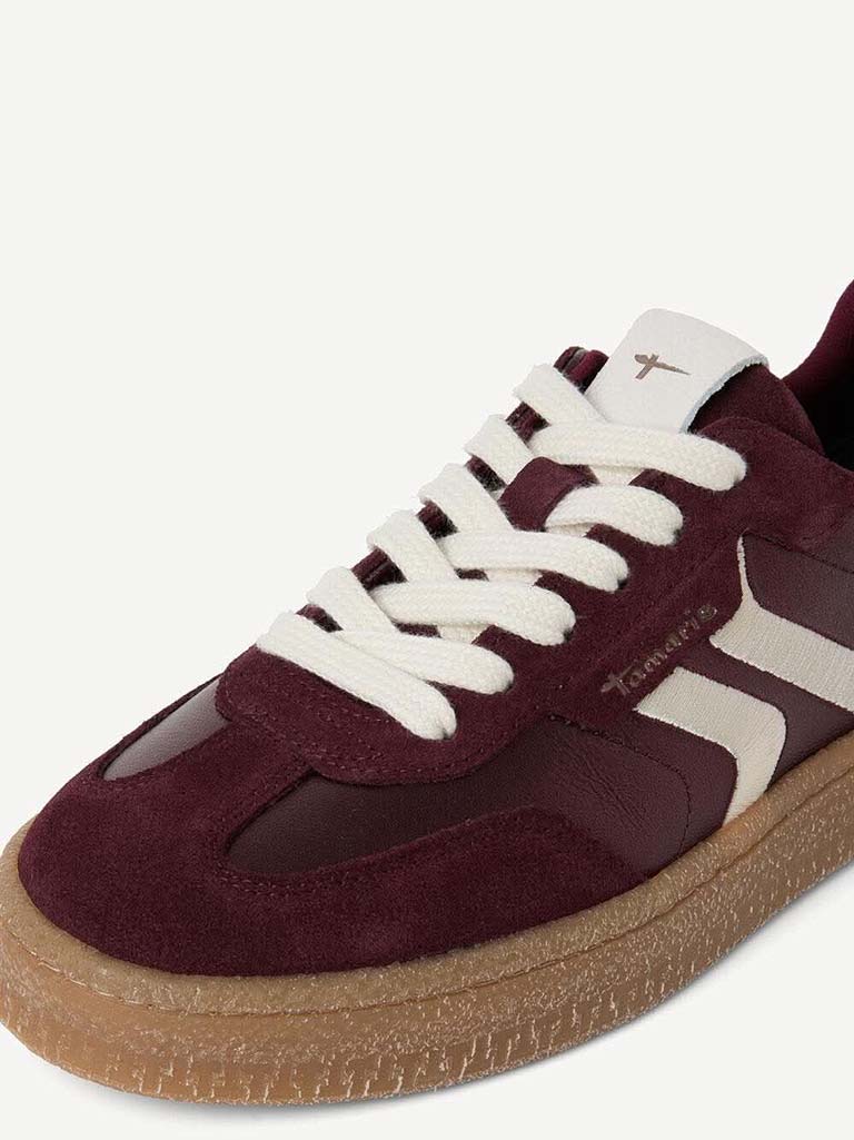 Tamaris Leather Trainers - Bordeaux Metallic