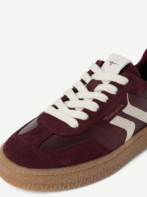 Tamaris Leather Trainers - Bordeaux Metallic