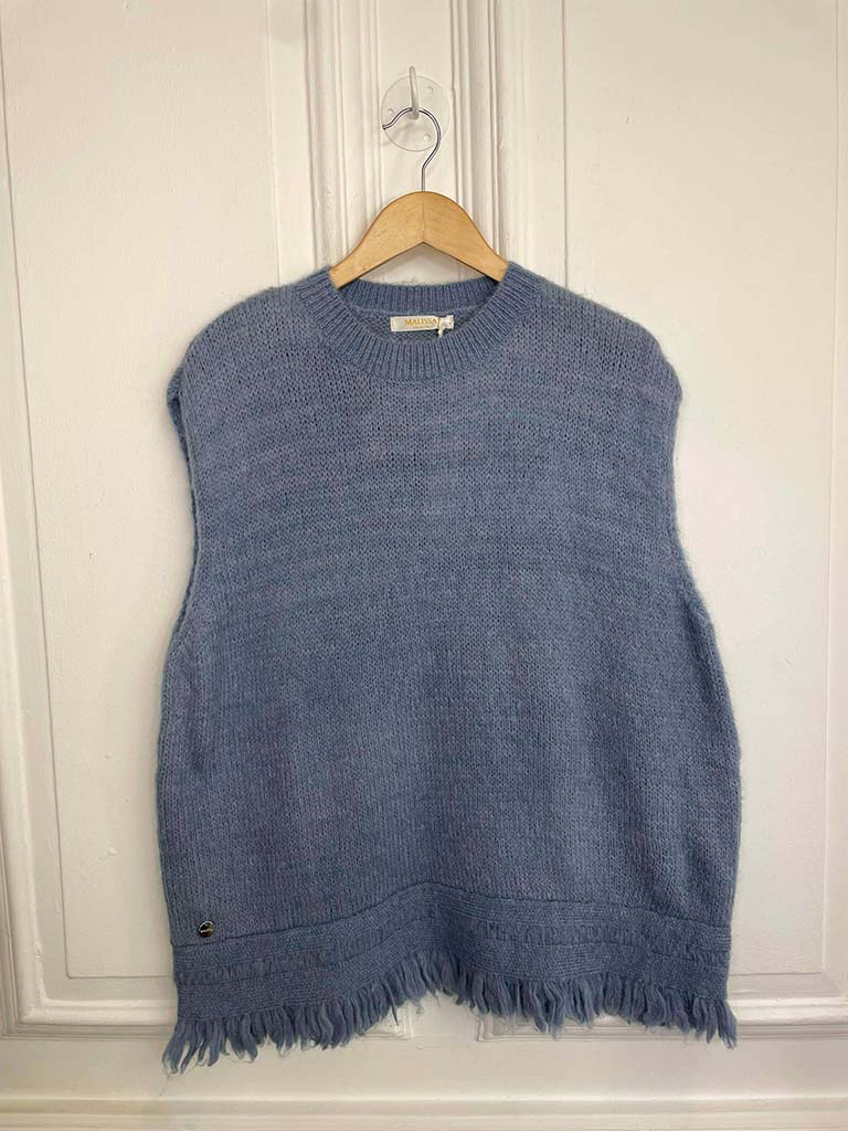 Malissa J Fringed Tank Knit - Blue