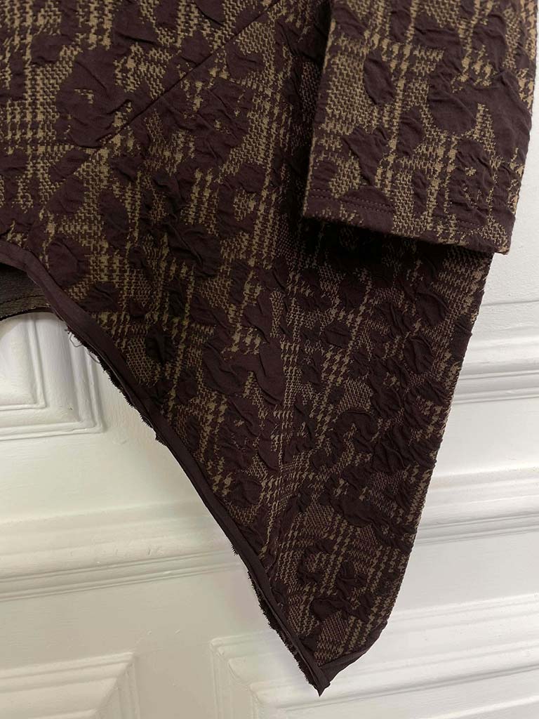 Leopard Check Asymmetric Top - Chocolate