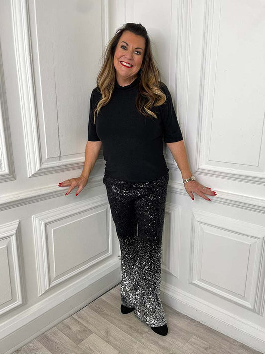 Ombré Sequin Flared Trousers