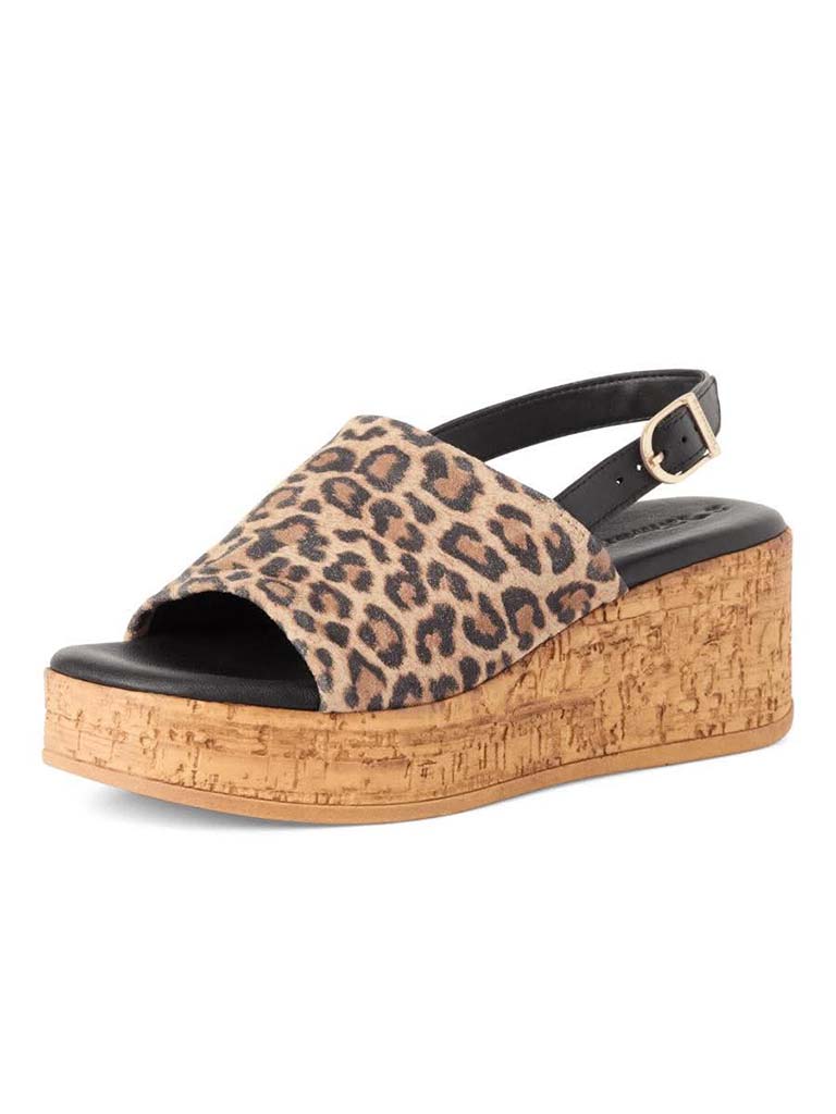 Tamaris Leather Wedge Sandals - Leopard