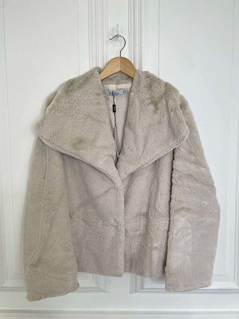 Luxe Faux Fur Jacket - Stone