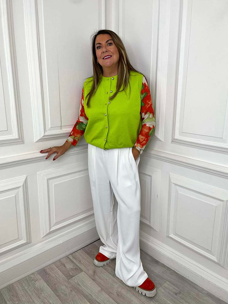 Malissa J Buttoned Tank Knit - Lime