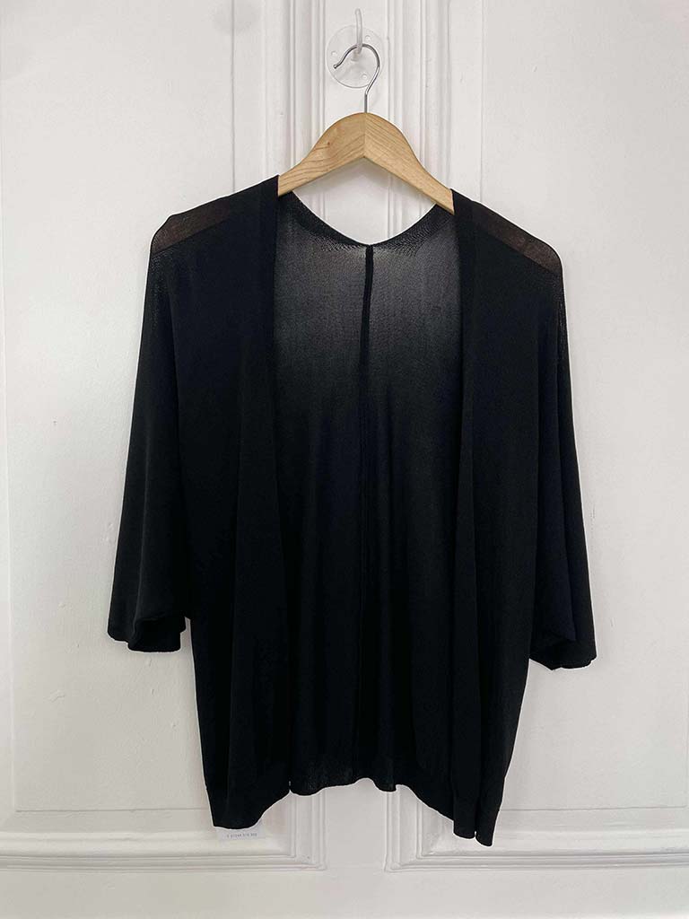 Fine Knit Kimono - Black