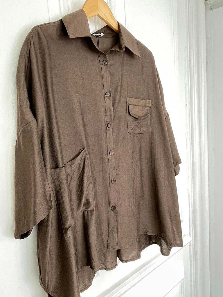 Boxy Pocket Shirt - Chocolate