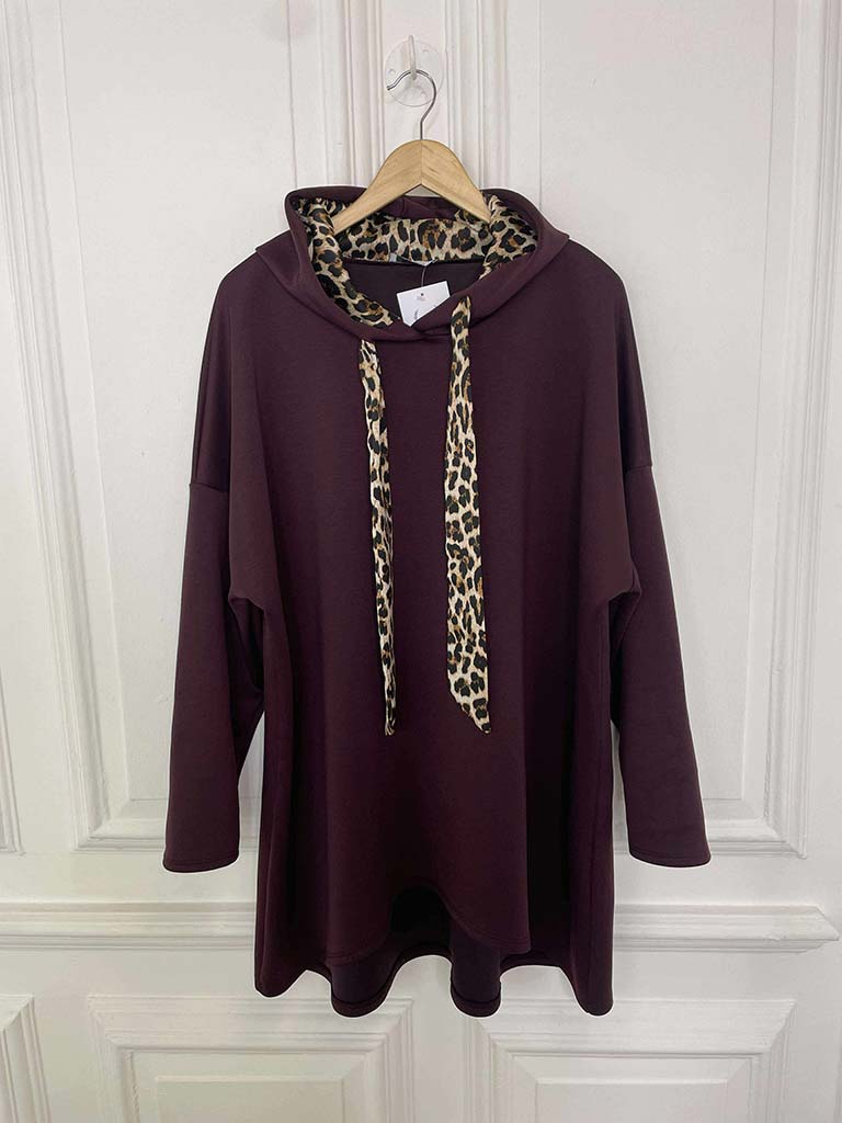Supersoft Jersey Hoodie - Plum Leopard
