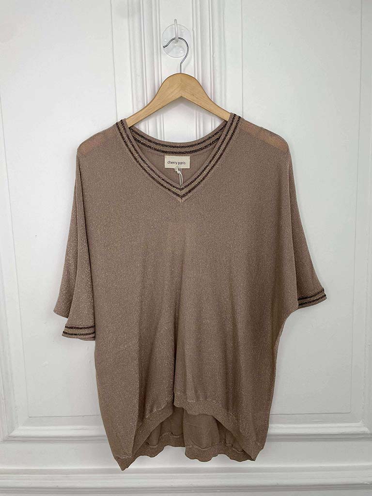 Luxe Shimmer Knit Top - Fawn