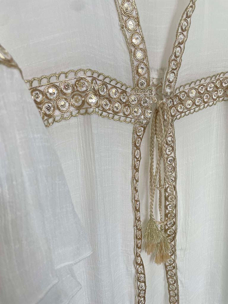 Gold Shimmer Kimono - Ivory