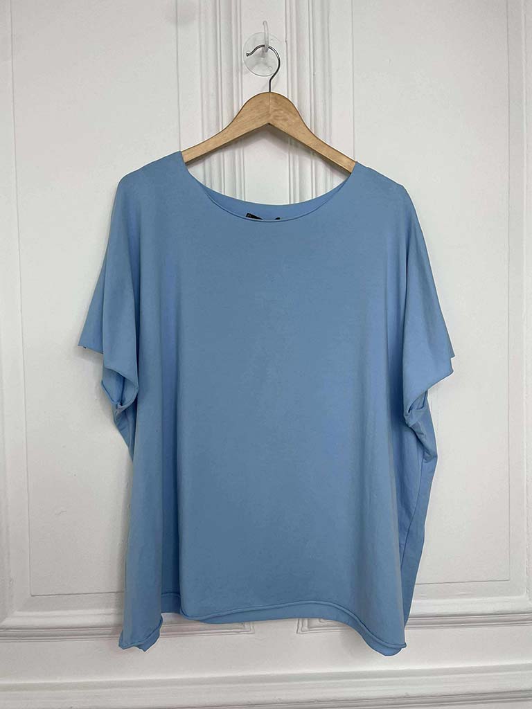 Raw Edge Basic T-Shirt - Sky