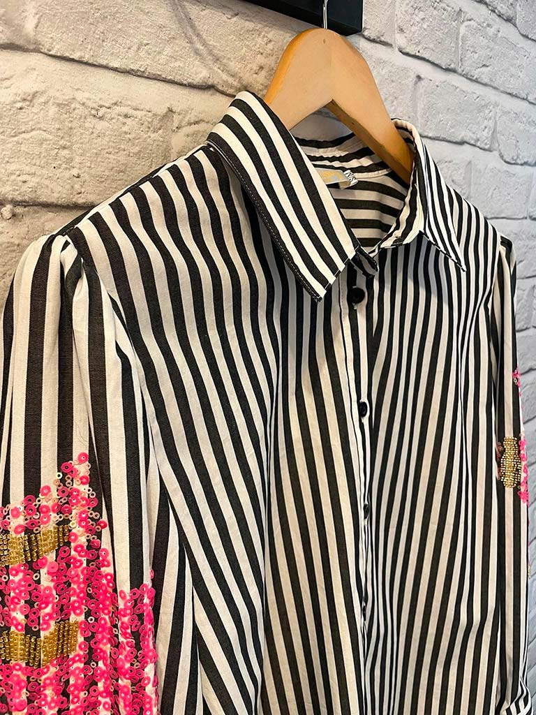 Malissa J Stripe Beaded Shirt