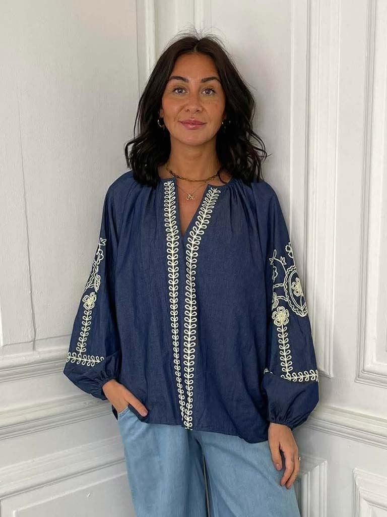 Boho Denim Top