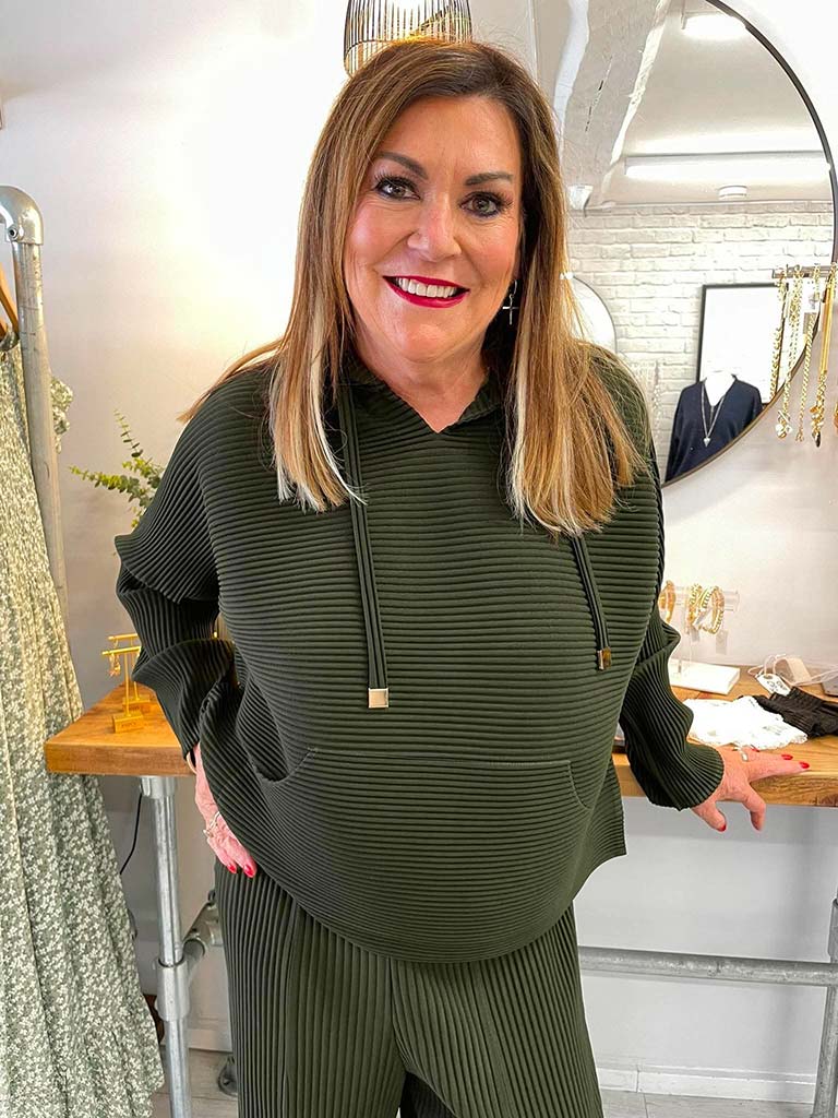 Malissa J Pleat Hoodie - Khaki