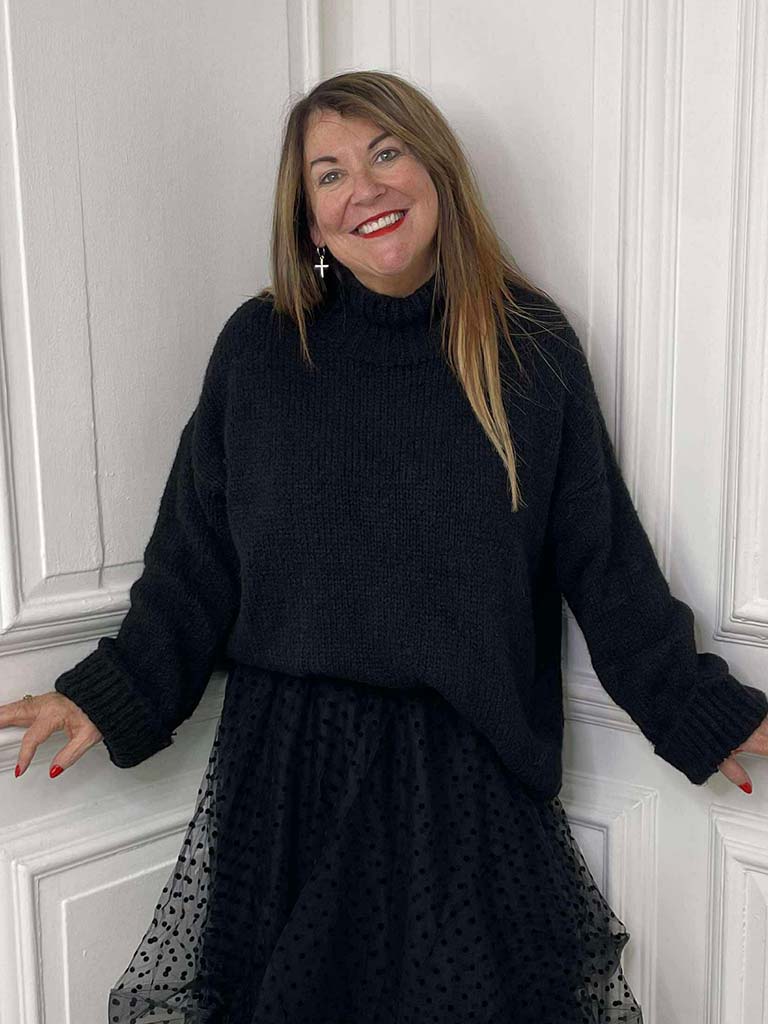 Turn Up Chunky Knit - Black