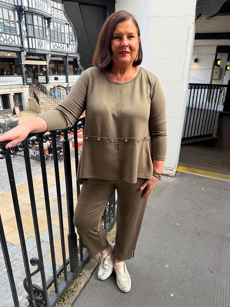 Malissa J Studded Sweat Top - Khaki