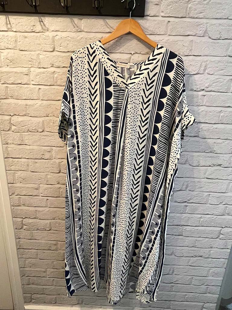 Nomad Print Midi Dress - Navy