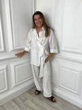 Shirred Waist Trousers - White