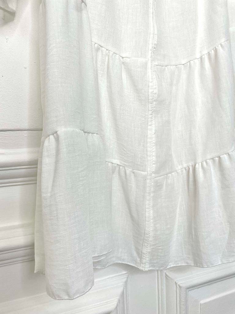 Flute Sleeve Tiered Tunic - White