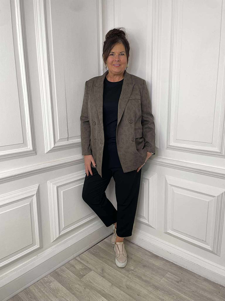 Malissa J Studded Leopard Blazer - Clay