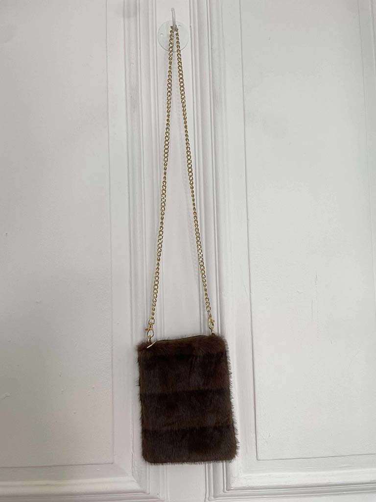 Malissa J Faux Fur Cross Body Bag - Brown