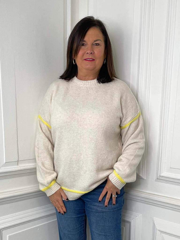 Contrast Stripe Knit - Biscuit