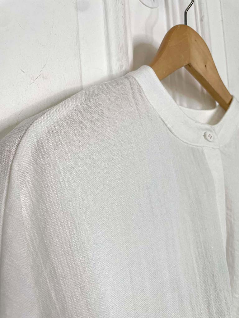 Grandad Collar Lightweight Shacket - Soft White