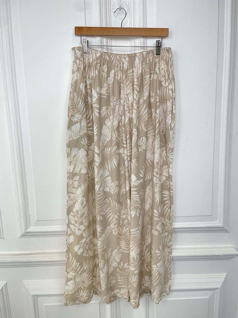 Tropical Leaf Palazzos - Stone