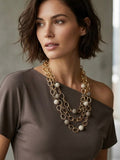 Envy Bead Adorned Layered Necklace - Gold