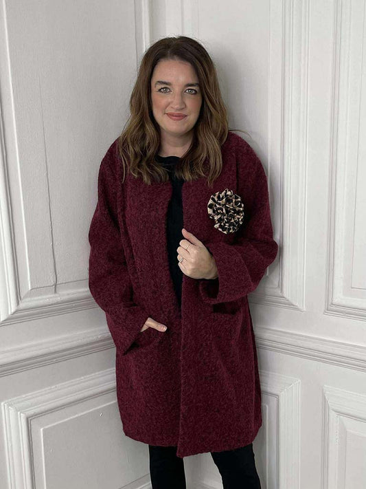 Boucle Corsage Jacket - Burgundy