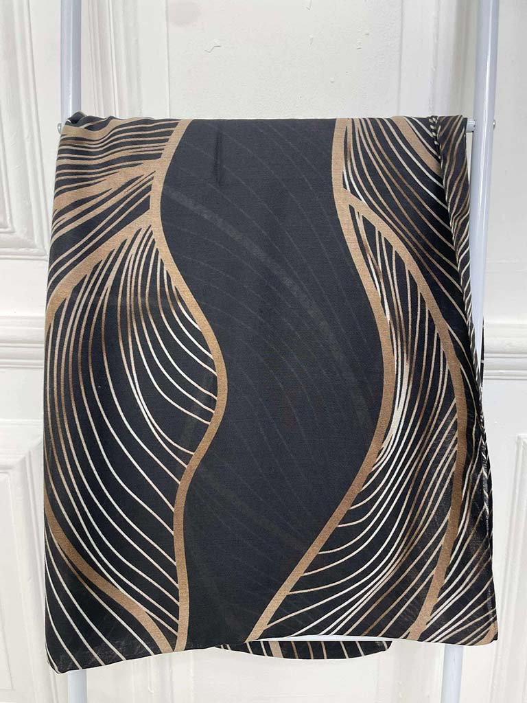 Abstract Waves Scarf - Black