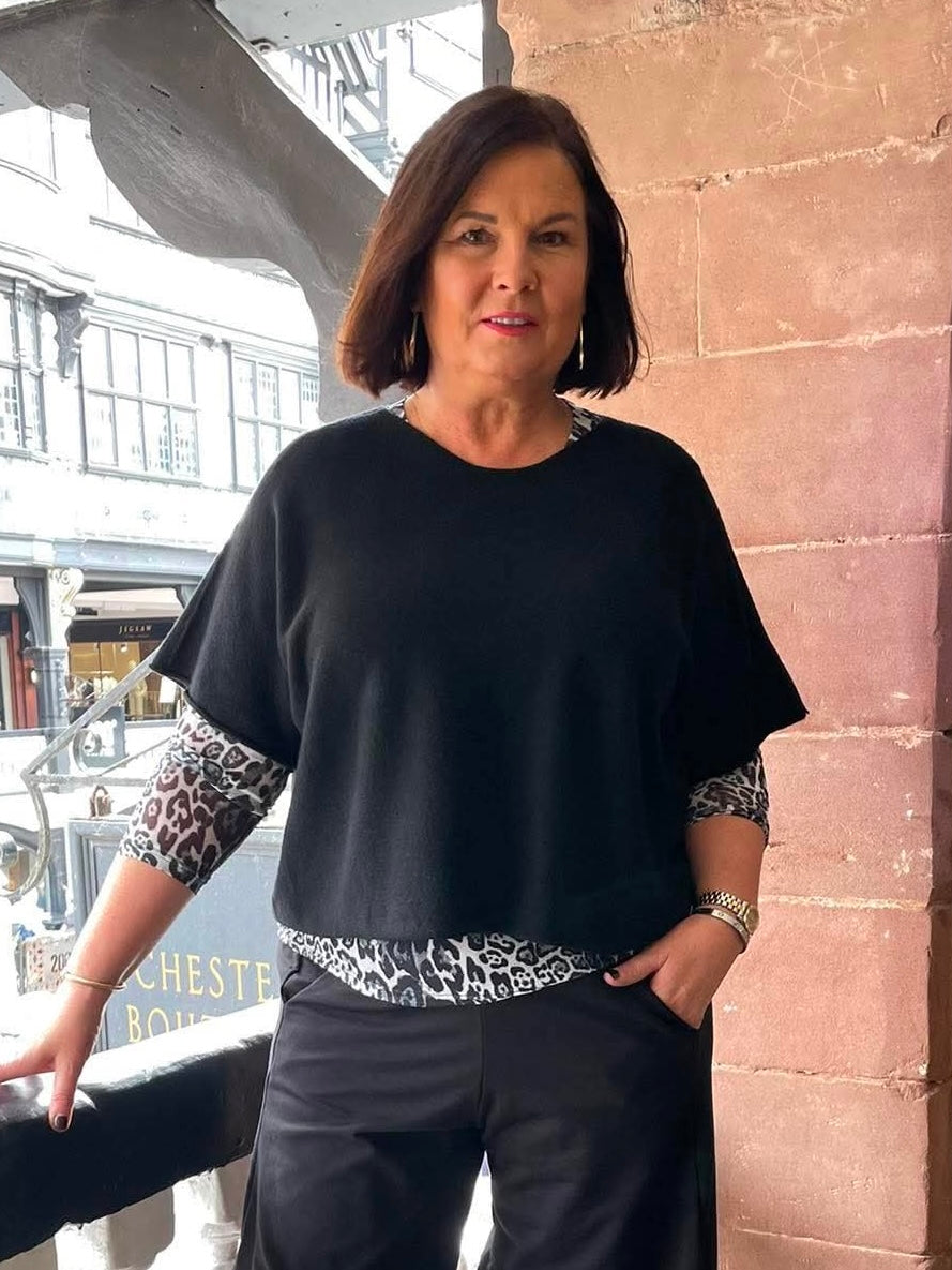Print Mesh Layering Top - Snow Leopard