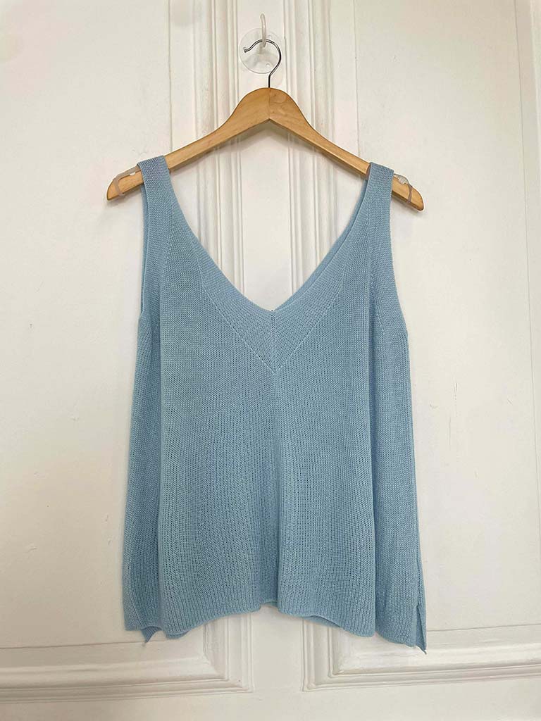 Knitted Vest Top - Sky