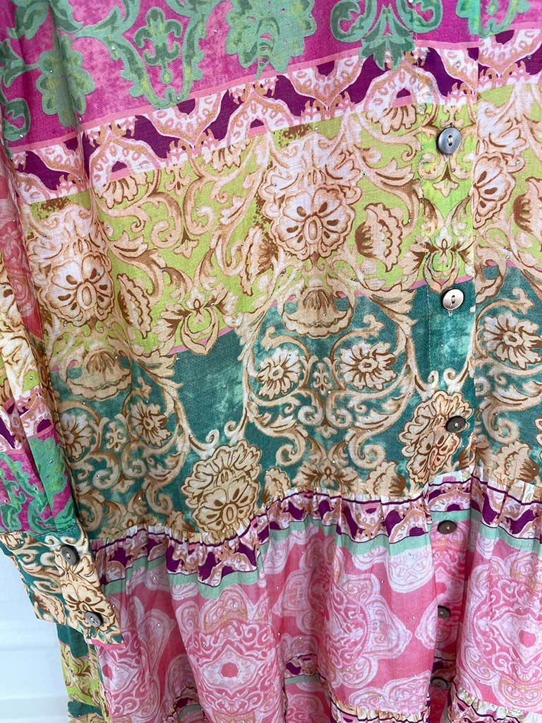 Malissa J Patchwork Tiered Dress - Pink