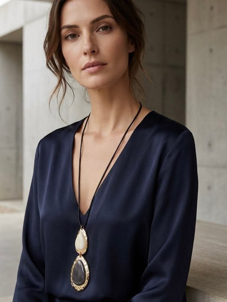 Envy Multi Stone Drop Pendant Necklace - Gold